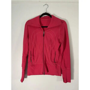 Lululemon Womens Hot Pink Full Zip Collared Jacket Coat Size 6 Medium Gym Train